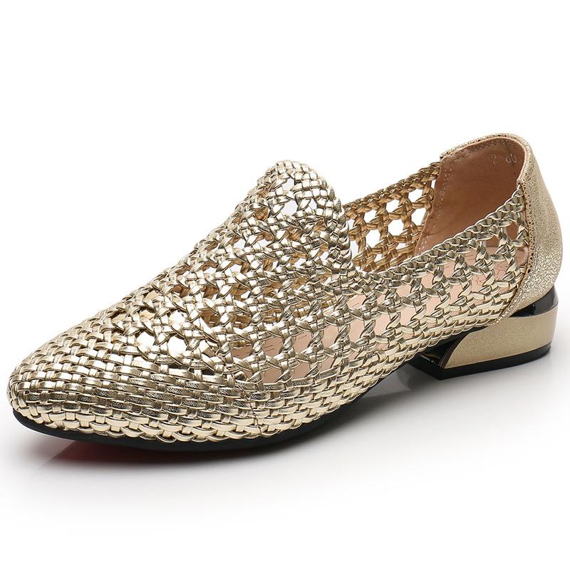 Flats |  Womens Eden Woven Metallic Leather Ballet Flats Flats Flats