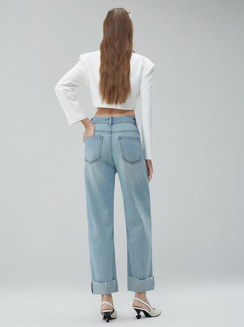 Jeans |  Womens Le Jane Wide Leg Cuffed Jeans Clothing Jeans