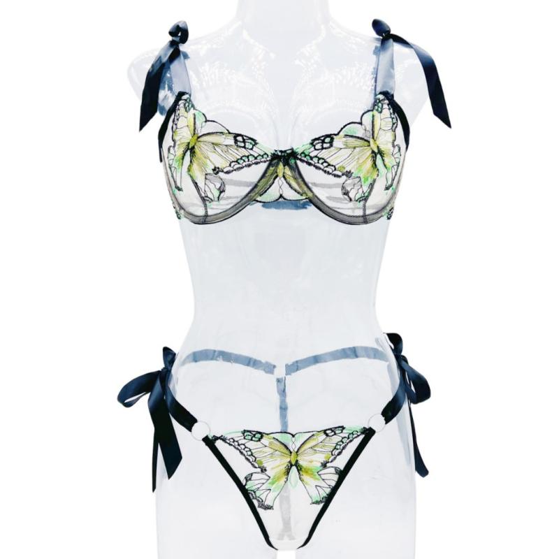 Lingerie |  Womens Butterfly Embroidery Balconette Bra Clothing Lingerie