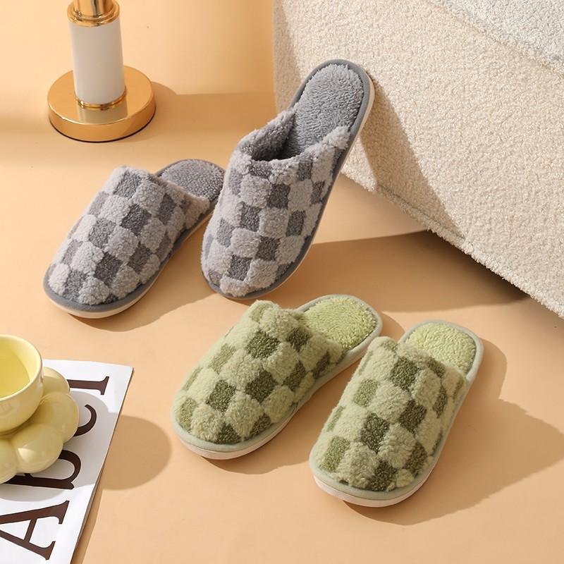 Sandals |  Womens Fuzzy Checker Stack Slides Sandals Sandals