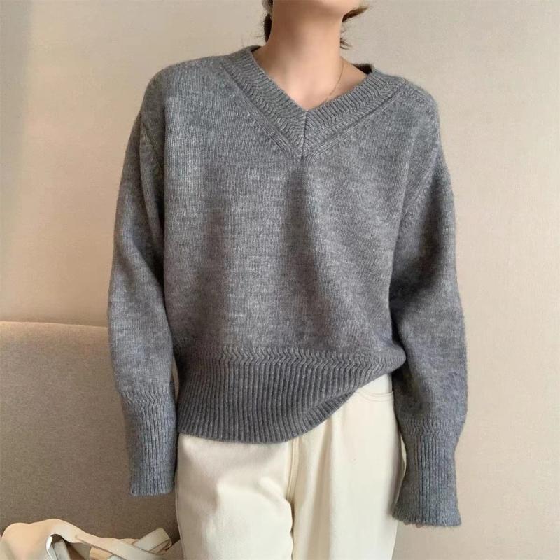 Sweaters & Knits |  Womens Cropped V Neck Alpaca Knit Sweater Clothing Sweaters & Knits